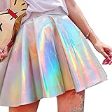 Pinda Sexy Summer Women High Waist Silver Flare Skater Skirt (M)