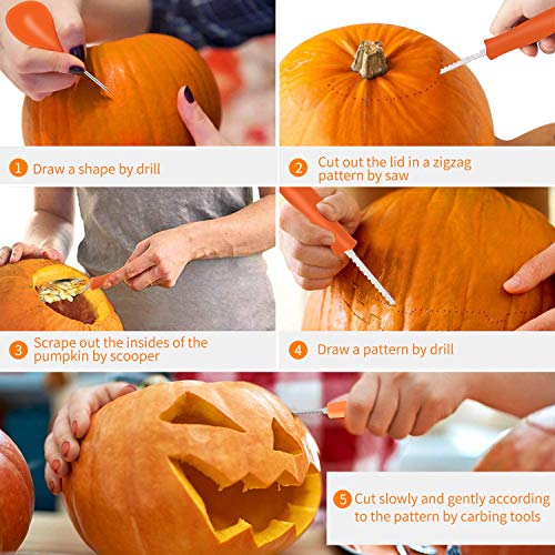 Pumpkin Carving Kit Tools Halloween, Weibus 12PCS Upgrade Professional Heavy Duty Stainless Steel Pumpkin Carving Kit Set for Halloween Decorations,with Zipper Bag