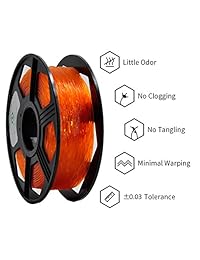 YOYI Filamento 3D Flexible TPU 0,8KG 0.069 in Flexible TPU 3D impresora Filamento, Diámetro Tolerancia + - 0.001 in, 0,8 KG Spool, 0.069 in, Anaranjado