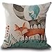 Highpot Hot Body Pillowcases, Cartoon Fox Pattern Square Pillow Cushion Hidden Zipper Closure Pillowcases (D)