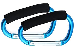 XINHUISHQZ Stroller Hooks by Baby,Large Stroller Hooks for Mommy, 2 pcs Carabiner Stroller Hook Organizer for Hanging Purses, Diaper Bag, Shopping Bags. (Sky Blue)