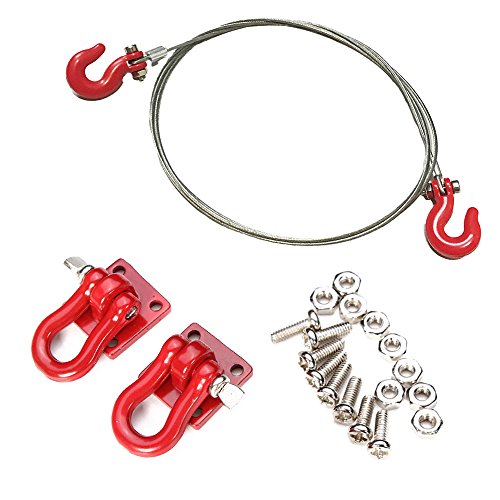 LAFEINA 1:10 RC Crawler Tow Hook and Steel Tow Rope for 1/10 Axial SCX10 TAMIYA CC01 D90 D110 TF2 RC Climbing Car Trailer Hook Parts