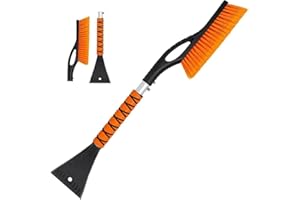 PLACHIDAY Snow Brush & Ice Scraper, 27'', Ice Scrapers for Car Windshield, Detachable Snow Removal Tool with Ergonomic Foam Grip for Cars, Suvs, Trucks