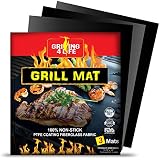 Grilling 4 Life BBQ Grill Mat - 2025 Set of 3 Heavy Duty Heat Resistant 600 Degree 100% Non-Stick Best Grill Mats (15.75 x 13 inches)
