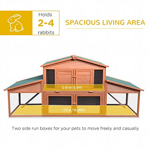 PawHut Large Wood Rabbit Hutch Outdoor Materials Safer for Pets