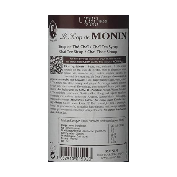MONIN Der Chai Sirup und Cordial, Cinnamon Falvour, 700 ml – Bild 4