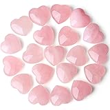 20 PCS Rose Quartz Heart Crystals Natural Crystal Polished Healing Cute Mini Pocket Stones Palm Thumb Love Gemstones Set Bulk