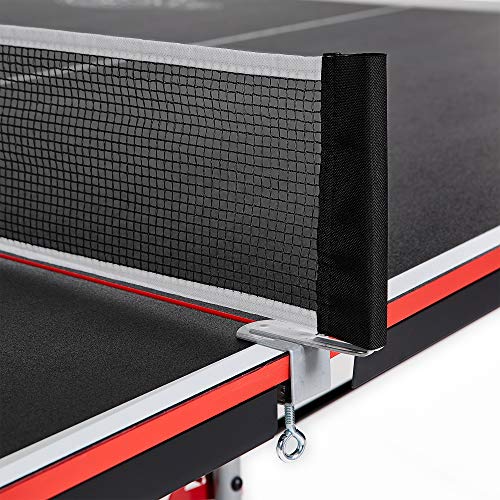 Lancaster 4 Piece Official Tournament Size Indoor Folding Table Tennis Ping Pong Game Table, Black