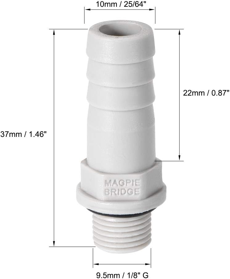 sourcing map PVC Barb Hose Fitting Connector Adapter 10mm or 25/64" Barbed x 1/8NPT Male Pipe 5pcs, Grey, 25/64" x 1/8NPT - Image 3