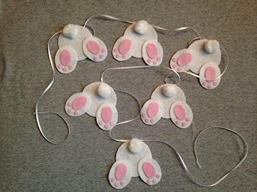 Bunny Bottom Garland in White and Pink Felt
