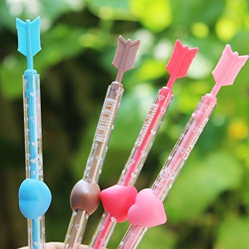 Angelangel 8 PCS Cute Kawaii Unique Retractable Heart Design 0.5mm Mechanical Pencils With Erasers Refill Novelty Gifts For Kids