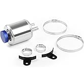 Universal Aluminum Fuel Cell Surge Tank Power Steering Tank Oil Catch Can Tank Power Steering Fluid Reservoir Tank With Clamps Kit