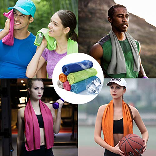 IDEATECH Instant Cooling Towels, 40"x12" Chilly Towels -UPF 50+ Cooling Ice Towels for Sports, Workout, Fitness, Gym, Yoga, Pilates, Travel, Camping (Orange+Pink)