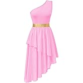 yrsZX Women's Praise Dance Overlays and Tunics One Shoulder Sleeveless Asymmetric Hem Worship Lyrical Dance Dress