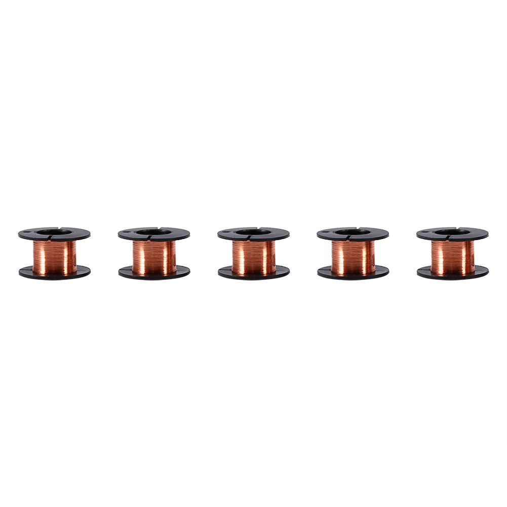 Enameled Copper Wire, Winding, Repair, and Magnet Applications, Magnet Wire, 5-Piece Set, 0.1mm Diameter, 15m Length, for Hobbyists, DIY Enthusiasts, and Industrial Use