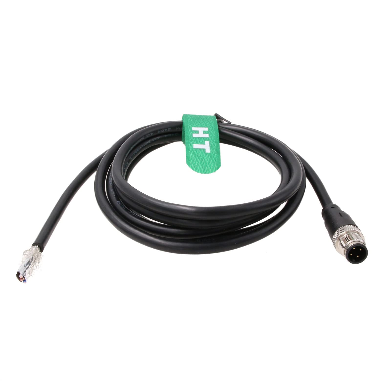 HangTon M12 A-Code 4 pin Male Aviation Sensor Encoder Power Cable to Bare Wire for Industrial Control Automation, Device Network DeviceNet, CANopen, IO Link, Profibus 2m