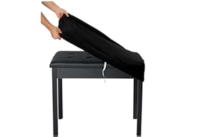 SINOSSO Soft Velvet Piano Bench Cover, (20"- 26.5") L x (11.8"- 15.7") W Rectangle Stretch Washable Stool Upholstered Protector Slipcover, (S, Black)