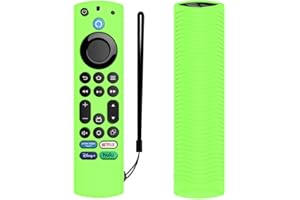 FIIMAN Voice Remote Cover, Silicone Remote Cover Case Compatible with Toshiba/Insignia Firetv Omni Series or TV 4-Series, Lightweight Anti Slip Shockproof Remote Cover Case with Lanyard (Green Glow)