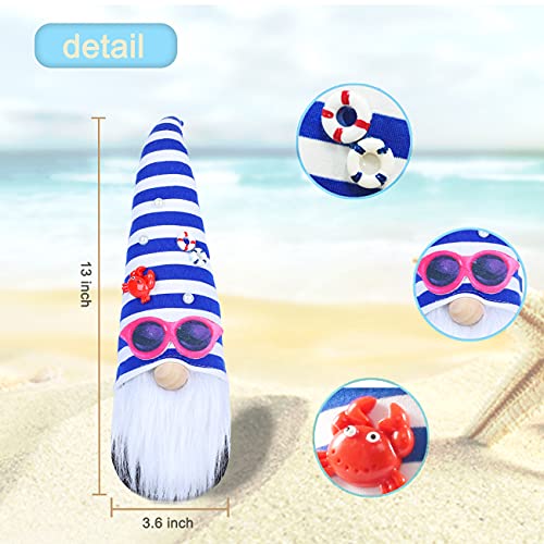 Gnome Plush Doll Decorations, Summer Gnomes Plush Decor Scandinavian Tomte Nisse Swedish,World Oceans Day Gnome Doll Home Table Bedroom Living Room Elf Ornaments Handmade Lucky Gnome Gift 13 Inch