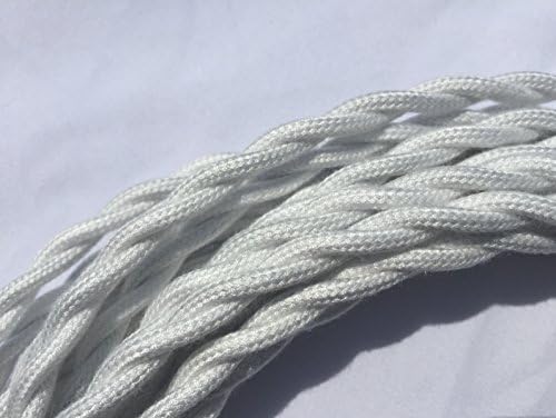 White Twisted 18/2 Cotton Cloth Covered Cord - 25' Antique Style Wire - 18 Gauge 2 Conductor - 18/2 Vintage Style Cord - by Industrial Rewind by Industrial RewindTM