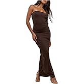 Floerns Women's Strapless Tube Bodycon Dress Bandeau Slit Party Club Maxi Dress