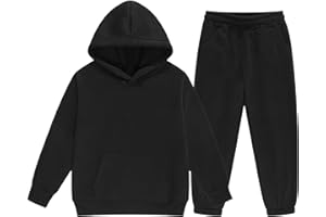 Fleece Sweatsuit Boys Girls 2 Piece Active Tracksuit Set Hoodie and Sweatpants Athletic Outfits Loose Comfy Winter Jogger Set