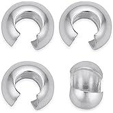 100pcs Adabele Tarnish Resistant 4mm (0.16 Inch) Small Crimp Bead Knot Cover Loose Beads Sterling Silver Plated Brass for DIY Craft Jewelry Making BF9-4