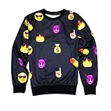 Emoji Black Sweater Women/Men Network Expression Sweatshirt Hoodies Cute Cartoon (S)