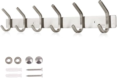Dripex 304 Stainless Steel Coat Hook Rack Wall Mounted 6 Hooks Heavy Duty