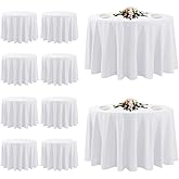 10 Pack White Round Tablecloths, 120 Inch Stain Resistant and Wrinkle Polyester Fabric Washable Table Clothes Cover for Kitchen Dining, Wedding, Reception Banquet, Birthday Party, Buffet Restaurant