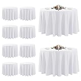 10 Pack White Round Tablecloths, 120 Inch Stain