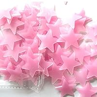 Nufelans 50/100pcs Glow in The Dark Stars Wall Stickers Glowing Stars for Ceiling and Wall Decals, Perfect for Kids Bedding Room or Party Birthday Gift (100PCS, Pink)