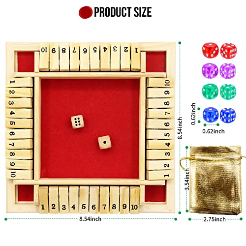 Dice Game Shut The Box Game Wooden Board Game with 10 Dices,a Classic 4