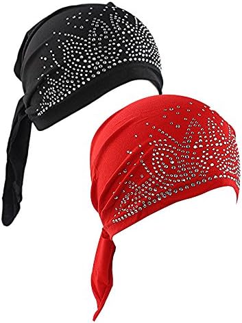 Women's Scarf Pre Tied Chemo Hat Beanie Turban Headwear for Cancer Patients 2 Pack