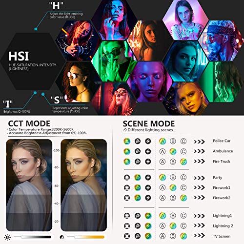 Neewer-480-RGB-Led-Light-with-APP-Control-480-SMD-LEDs-CRI953200K-5600KBrightness-0-1000-360-Adjustable-Colors9-Applicable-Scenes-with-LCD-ScreenU-BracketBarndoor-Metal-Shell-for-Photography