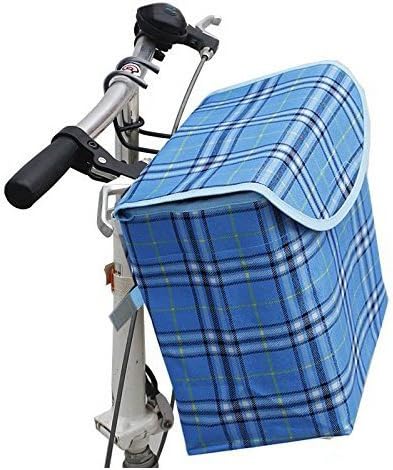Folding Canva Metal Bike Basket,Pinsist Fold-up Front Handlebar Bicycle Basket with Detachable Hook Perfect for Girl Women Use and Knee Walker (Blue)