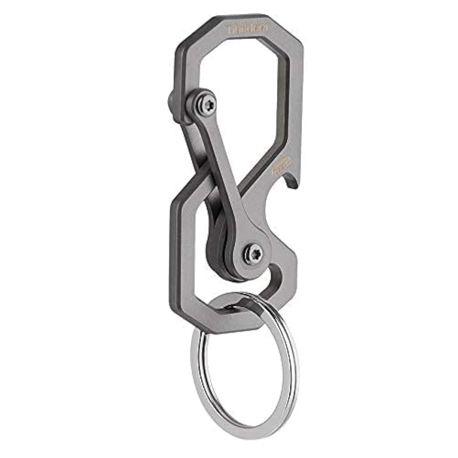 Tibitdeer Titanium Carabiner Keychain Bottle Opener Utility Quick-Release Keyring Key Clip Holder Titanium Solid Ultra Lightweight Key Ring Carabiner for Camping Hiking Multi-purpose Snap Hook