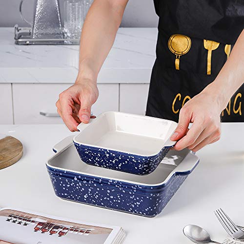 KOOV Ceramic Baking Dish Set of 2, Square Baking Pan 8 x 8 inches & 6 x
