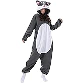 Supodon Adult Onesie Husky Costume Dog Unisex Cosplay Plush Animal Puppy Pajamas Halloween Jumpsuit Sleepwear for Women Men
