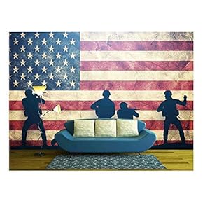 Soldiers in Assault on Grunge Usa Flag American...
