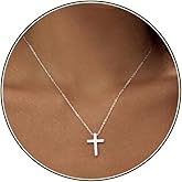 HERIER Cross Necklace for Women, Dainty 18K Gold Plated/Sterling Silver Small Cross Pendant Necklace Simple Gold Cross Necklaces for Women Trendy Faith Jewelry Gift