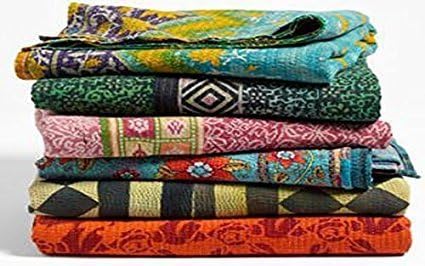 5 Pieces Mix Lot Of Indian Tribal Kantha Quilts Vintage Cotton Bed Cover Throw Old Assorted Patches Made Rally