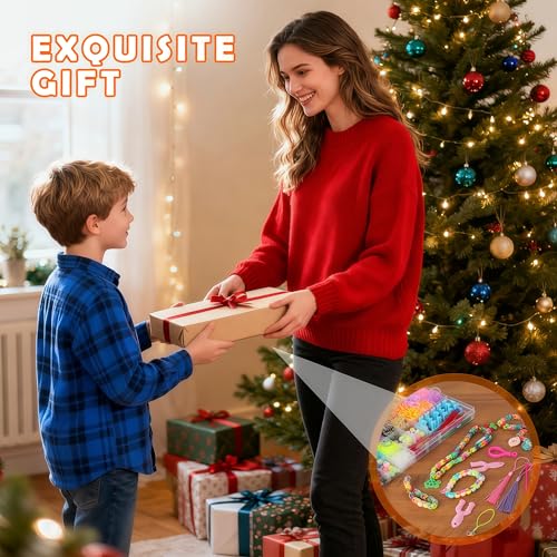 YeeQo 4100+ Colorful Bracelet Bands Set, DIY Elastic Bands Bracelet Kit for Kids with 54 Compartments, Including Frame, Charms, Beads, Creative Toys and Gifts