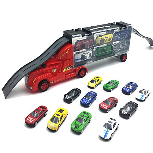 XADP 15" Truck Carrier Toy- Includes 12 Metal Cars Toy For Boys
