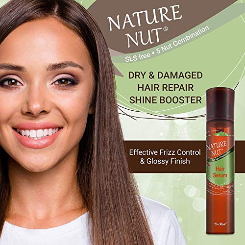 Nature Nut Dry & Damaged Hair Repair Shampoo + Hair Mask + Hair Serum Moisturizer for Frizzy Hair. Hypoallergenic 5 Nut Natural Blend Hydrating Formula