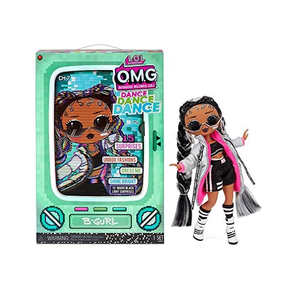 LOL-Surprise-OMG-Dance-Dance-Dance-B-Gurl-Fashion-Doll-with15-Surprises-Designer-Clothes-Magic-Blacklight-Fashion-Accessories-Shoes-Hairbrush-Fashion-Doll-Stand-and-TV-Package-For-Girls-Age-4 LOL Surprise OMG Dance Dance Dance B-Gurl Fashion Doll with15 Surprises, Designer Clothes, Magic Blacklight, Fashion…