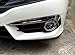 HIGH FLYING 4pcs ABS Front Fog Light Lamp Cover Ring with Upper Eyelid Strip Trim for Honda Civic 4dr Sedan 2016 2017 2018