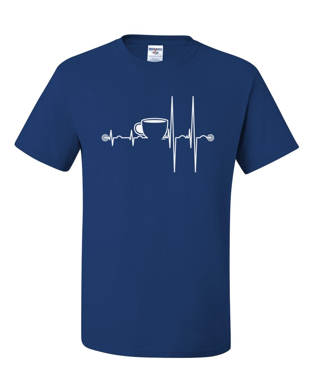Coffee Heartbeat Cardiac Life Support Monitor Funny Humor Tee Graphic Unisex , Royal Blue T Shirt