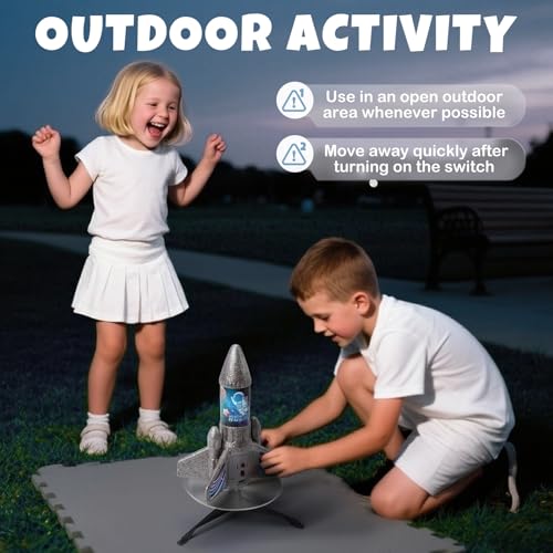 Dreamon Rocket Launcher for Kids with Parachute LED Light, Toy Rocket Space Theme Rechargeable Self-Launching Outdoor Garden Toys for 3 4 5 6 7 8 9 10 Years Old Boys Girls