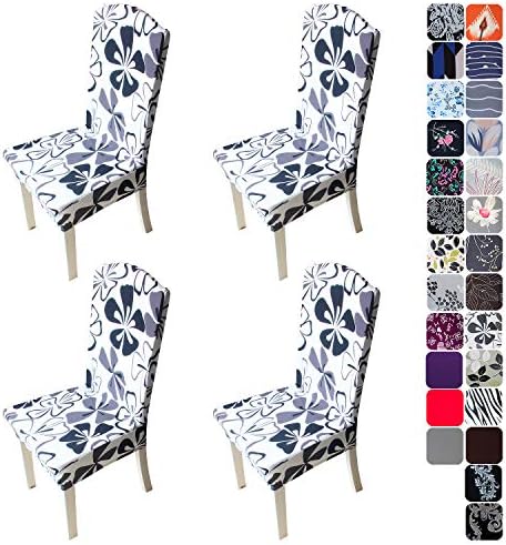 Tavie Dining Chair Covers Set of 4 Stretch Slipcover Elastic Stretchable Chairs Spandex Cover Protector for Hotel Party Wedding Dining Room Black Butterfly